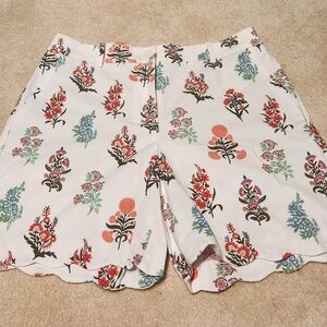 Talbots Floral Print Women Shorts - Off White and Multicolor